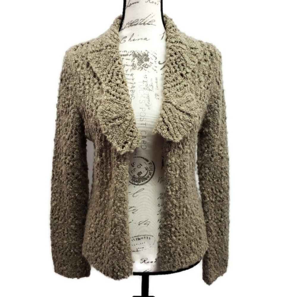 Prima Bella Wool Silk Blend Open Front Car…